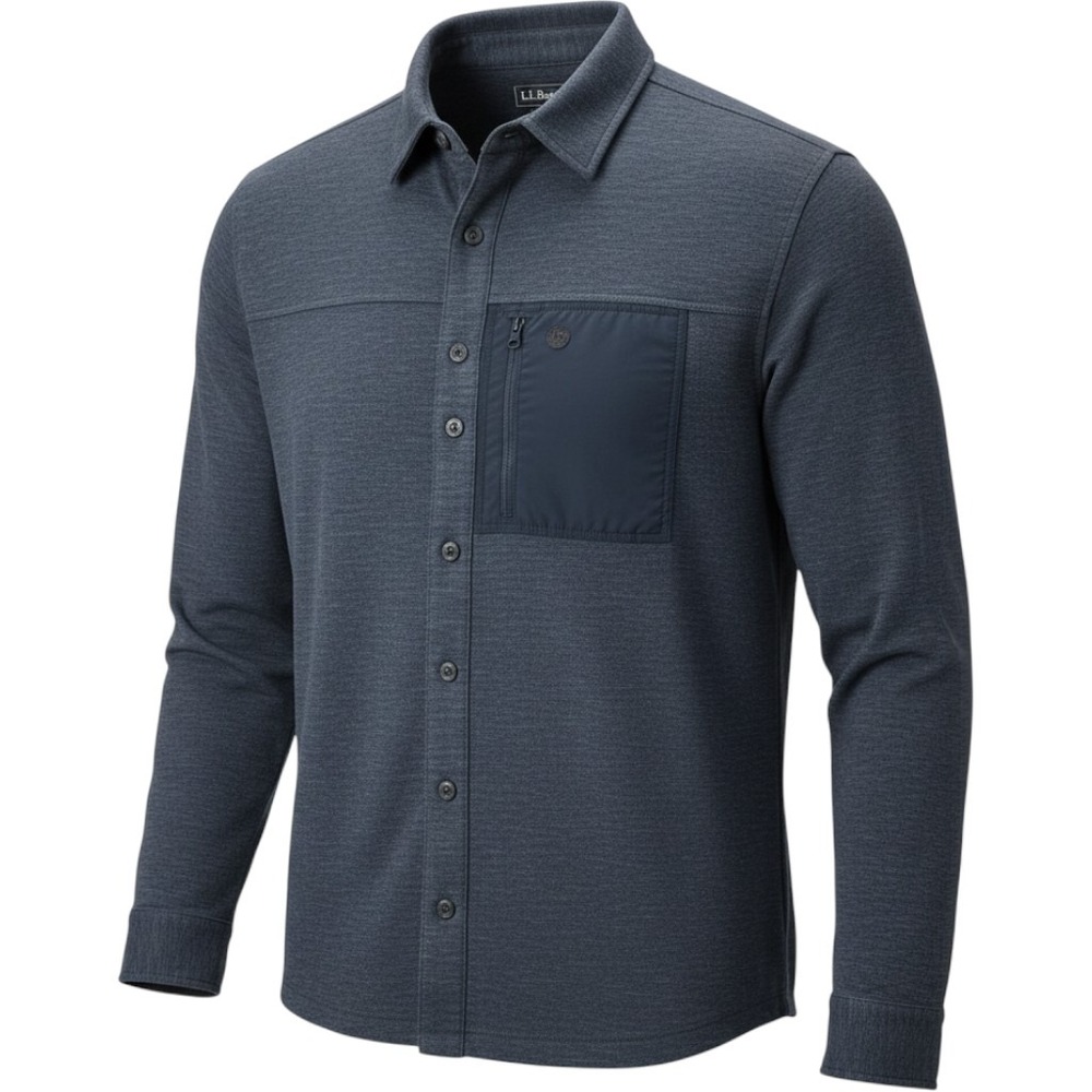 LL Bean Men's Bounder Knit Shirt Jacket XXL Blue Snap Front